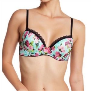 Betsey Johnson floral padded balconette bra